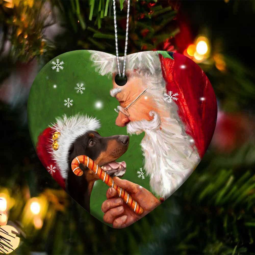 Doberman Dog happy heart gift for dog lover ornament