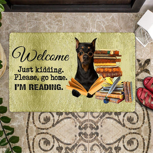 Doberman Doormat-Welcome.Just kidding. Please, go home. I'm Reading.