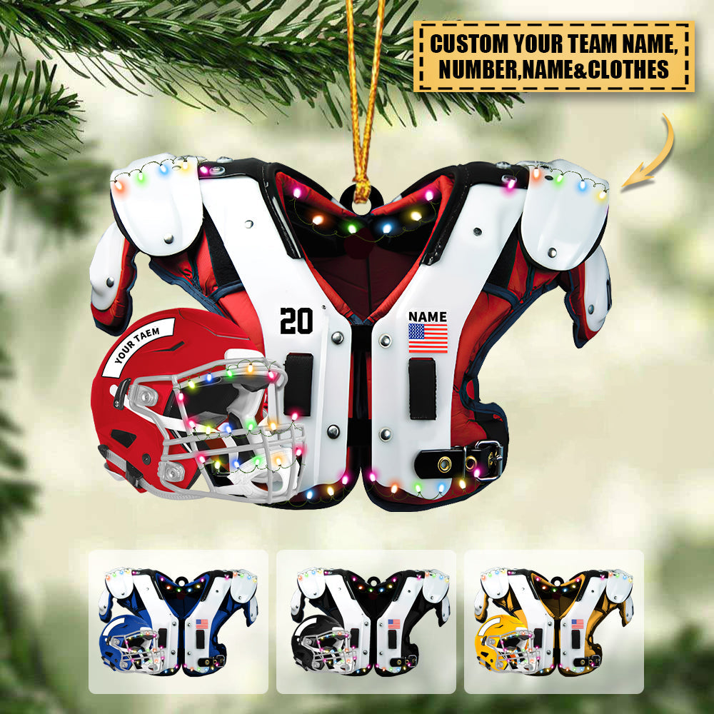Personalized Christmas Ornament American Football Shoulder Pads And H