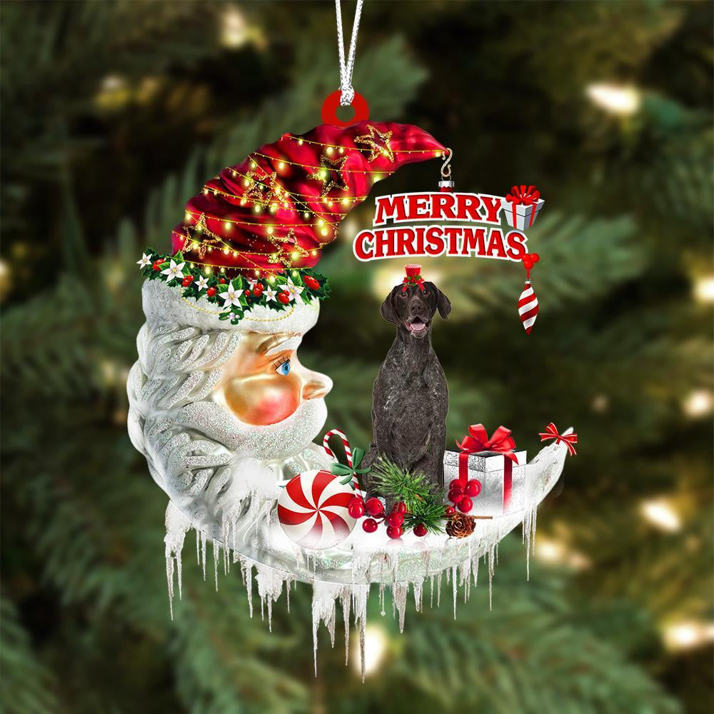 German Shorthaired Pointer On The Moon Merry Christmas Hanging Ornament
