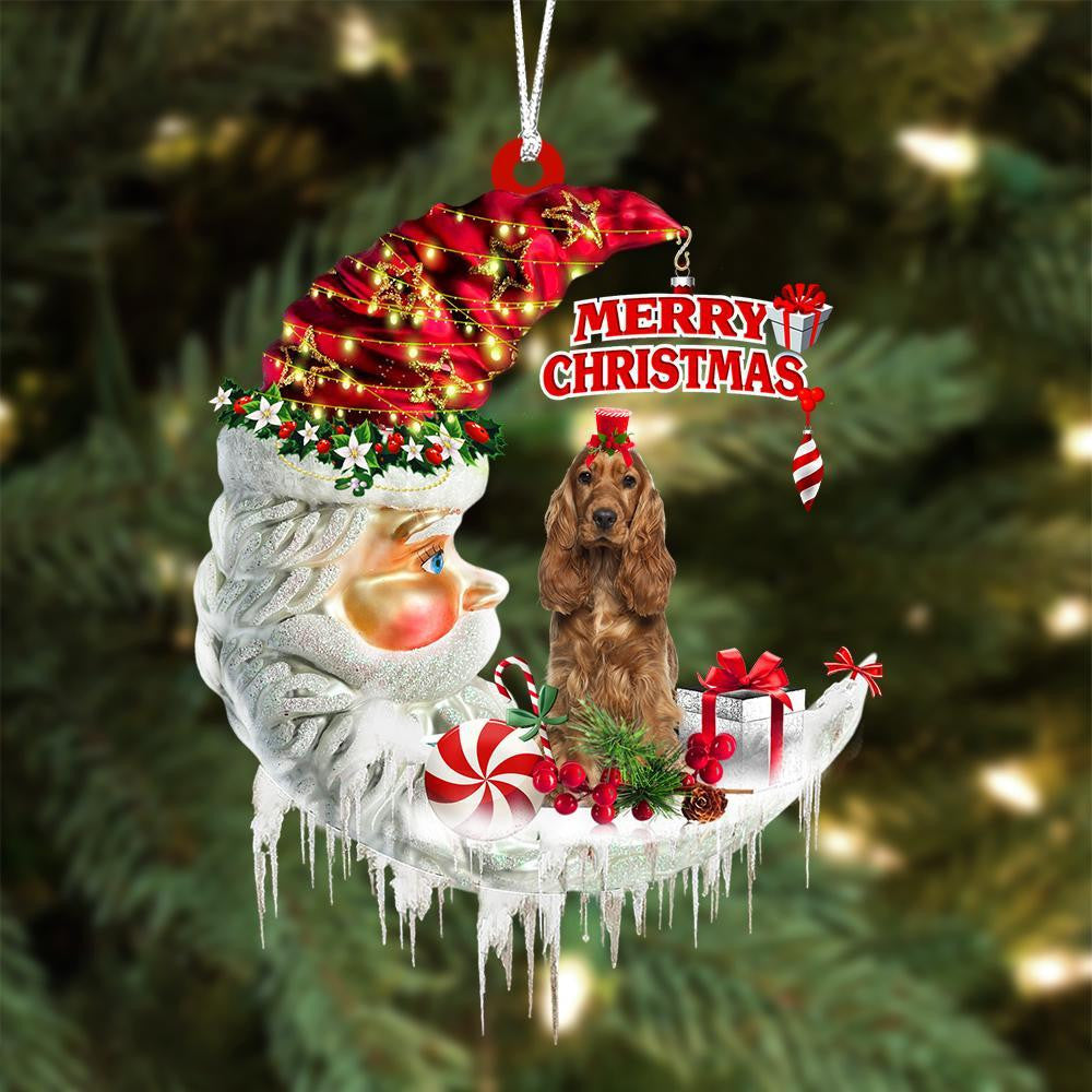 Cocker Spaniel On The Moon Merry Christmas Hanging Ornament