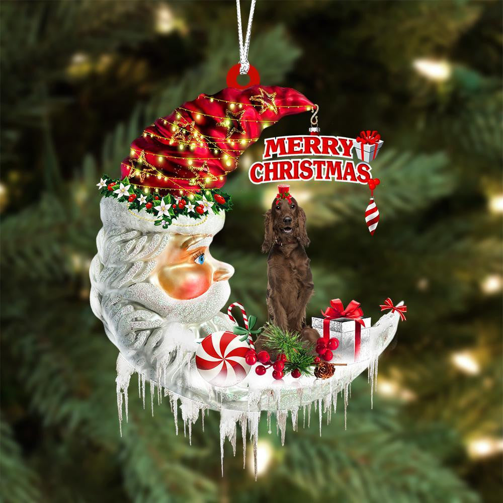 Irish Setter On The Moon Merry Christmas Hanging Ornament