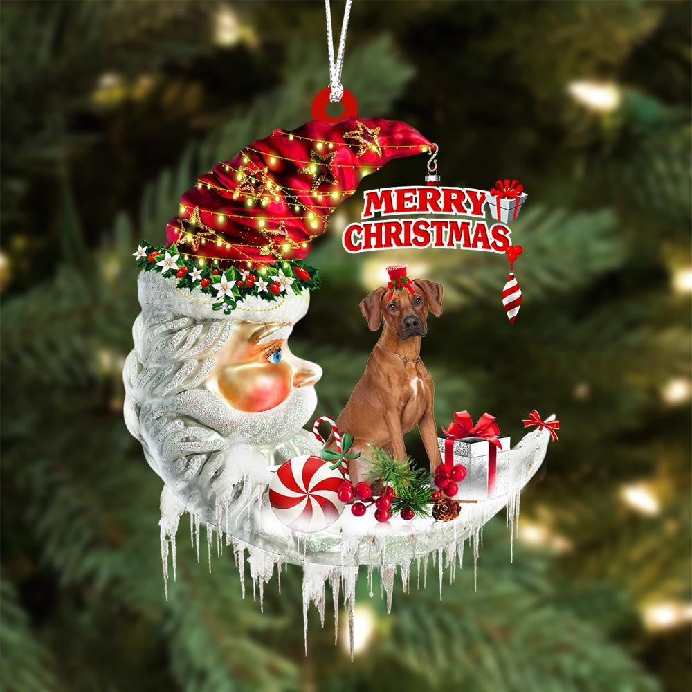 Rhodesian Ridgeback On The Moon Merry Christmas Hanging Ornament