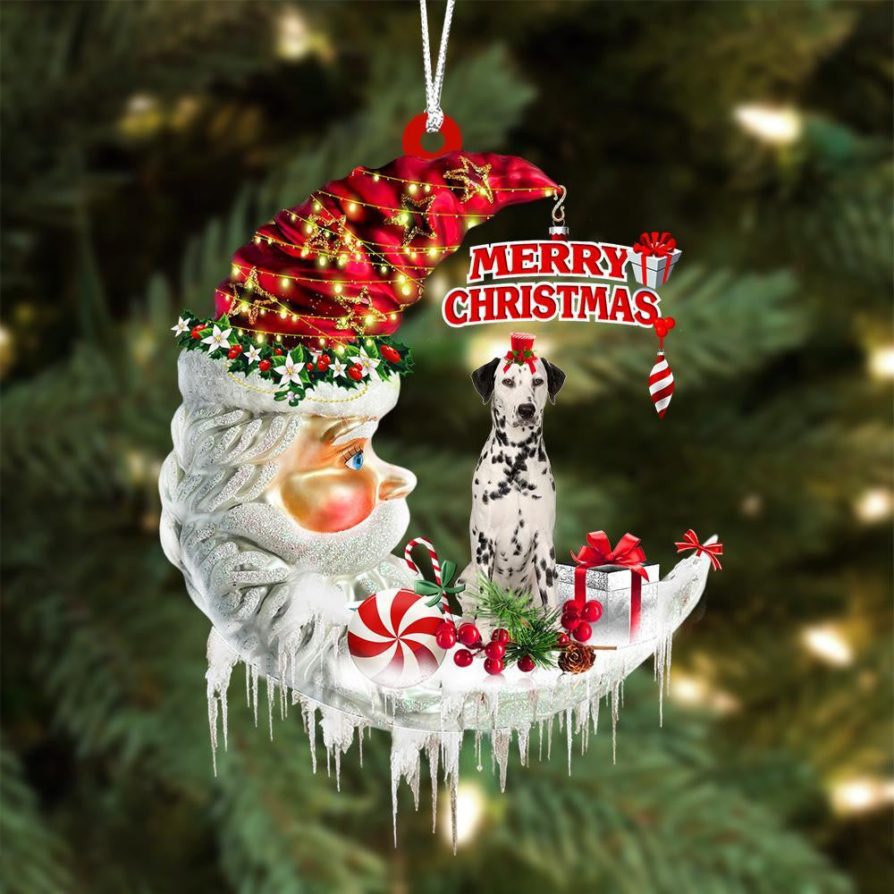 Dalmatian On The Moon Merry Christmas Hanging Ornament