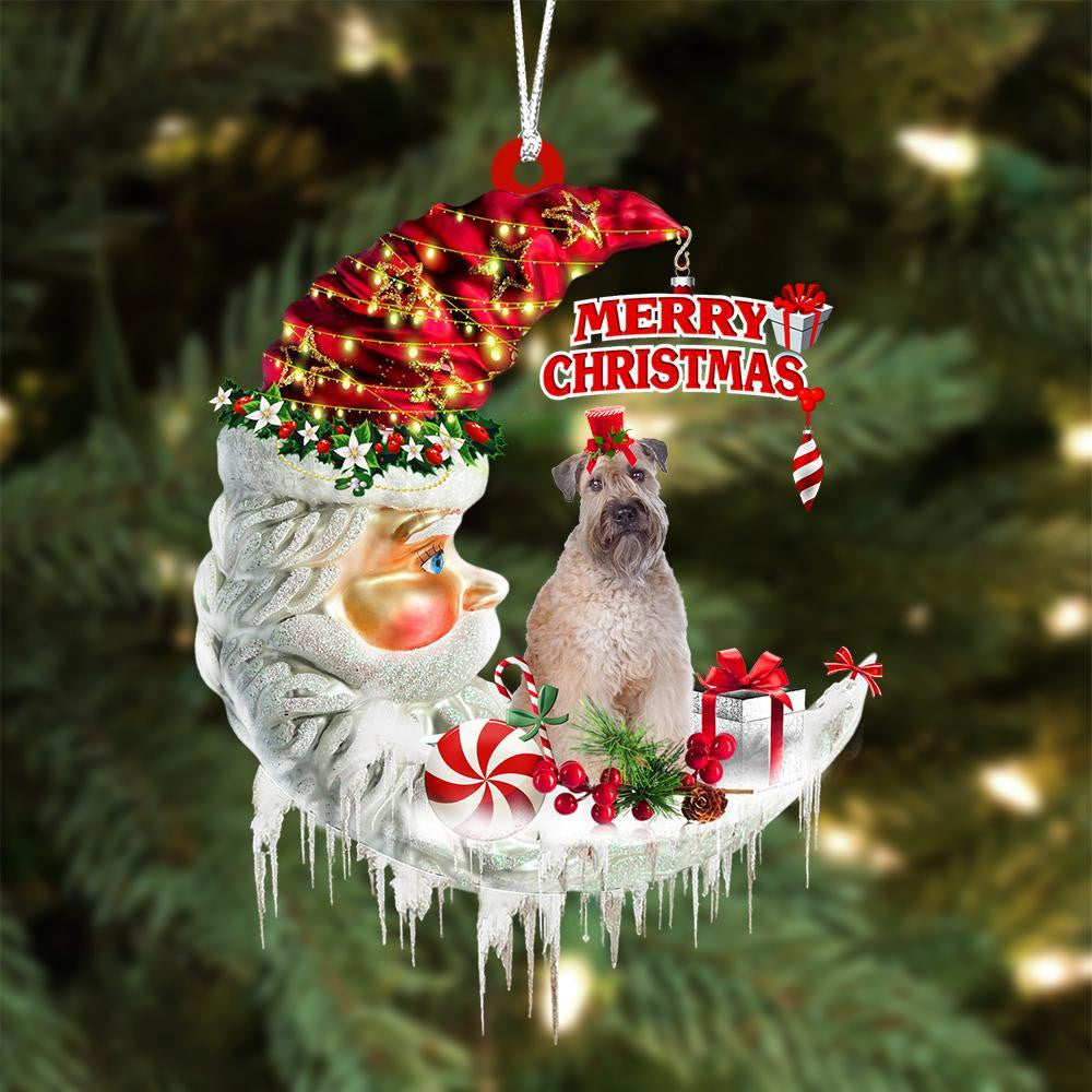 Wheaten Terrier On The Moon Merry Christmas Hanging Ornament