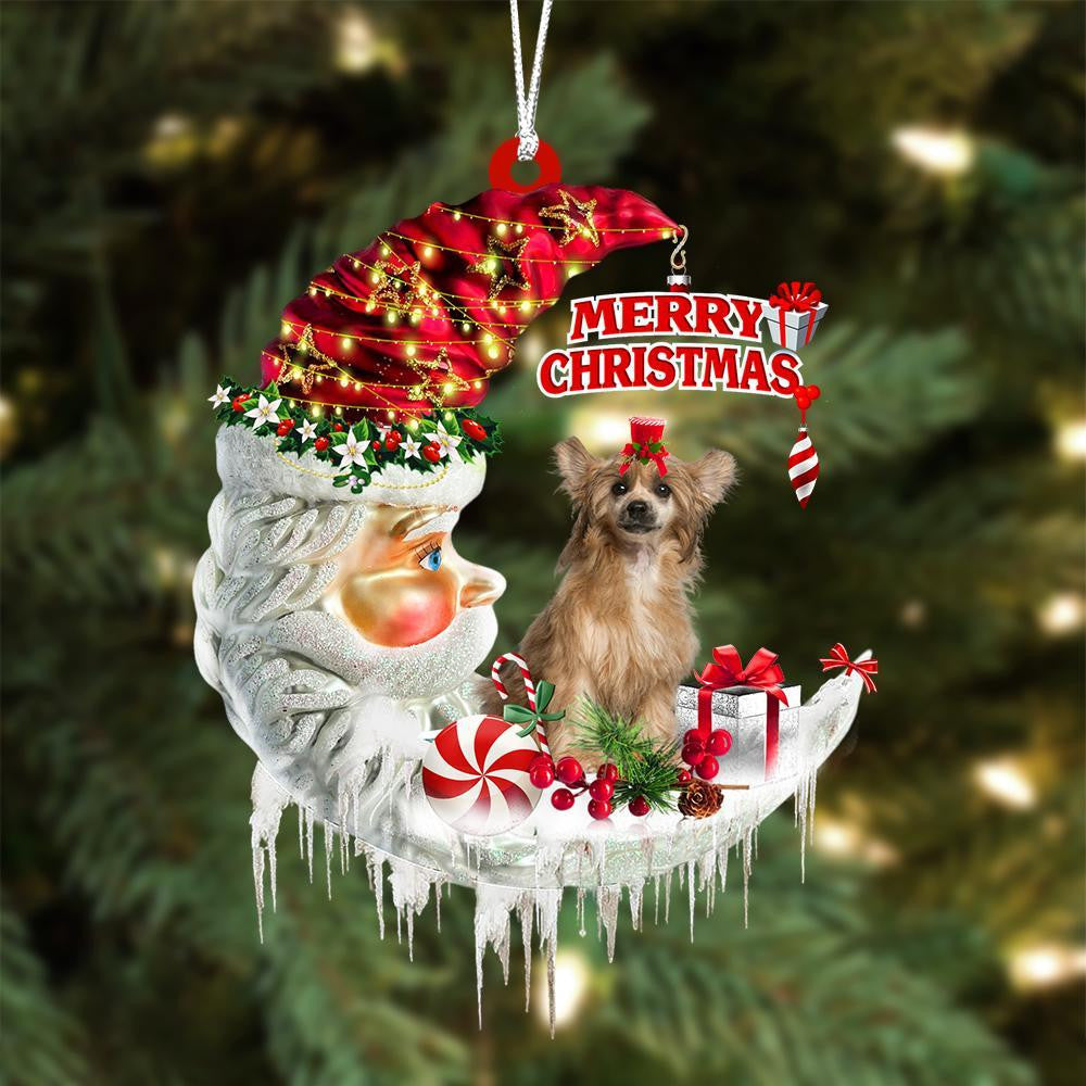 Chinese Crested On The Moon Merry Christmas Hanging Ornament