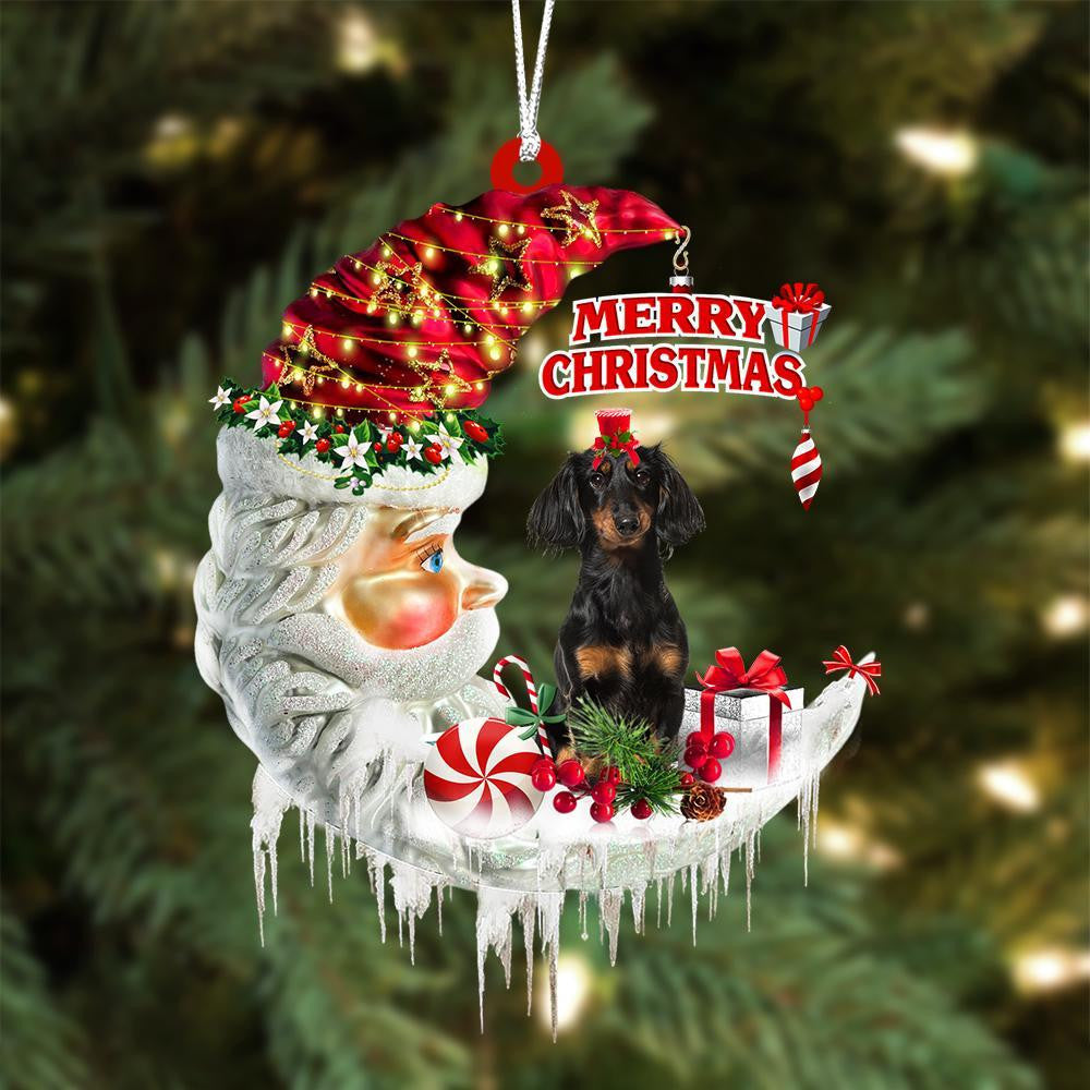 Dachshund On The Moon Merry Christmas Hanging Ornament