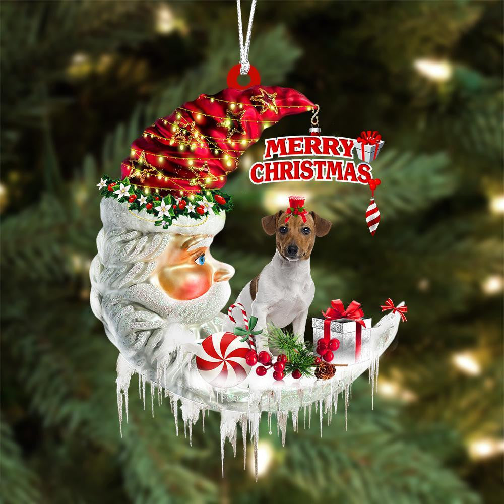 Jack Russell Terrier On The Moon Merry Christmas Hanging Ornament