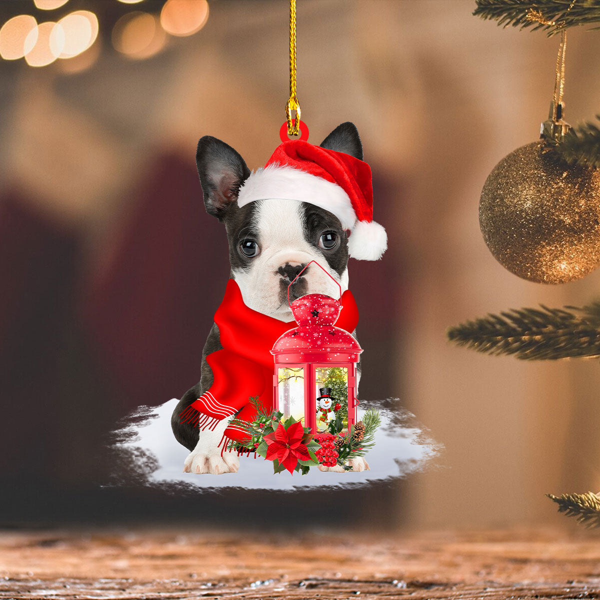 Boston Terrier - Christmas Present Ornament