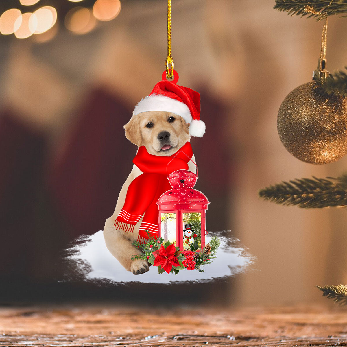 Golden Retriever - Christmas Present Ornament