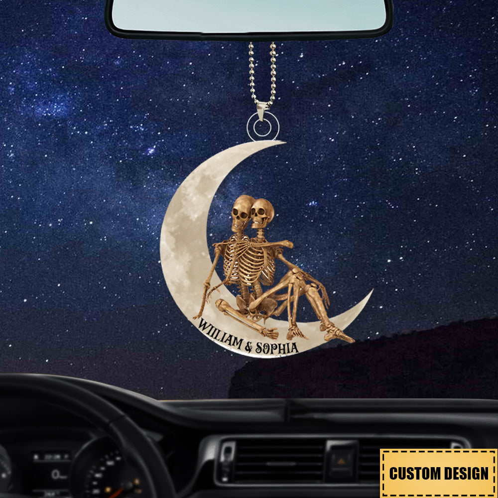 Personalized Skeleton Couple On The Moon Acrylic Ornament-Gift For Valentine's Day