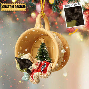 Personalized Pet Sleeping In A Tiny Cup Christmas Ornament-Gift For Pet Lover