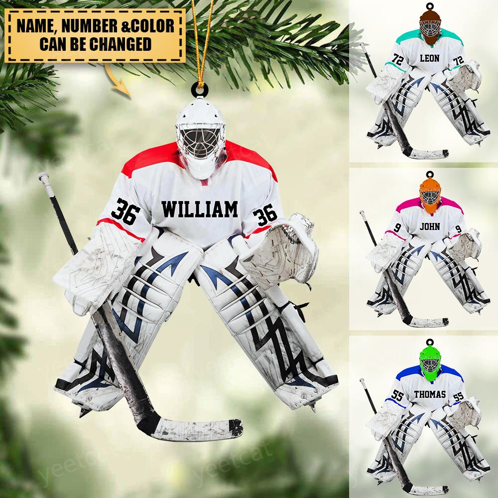Custom Personalized Hockey Goalie Christmas Ornament, Gift For Hockey Players
