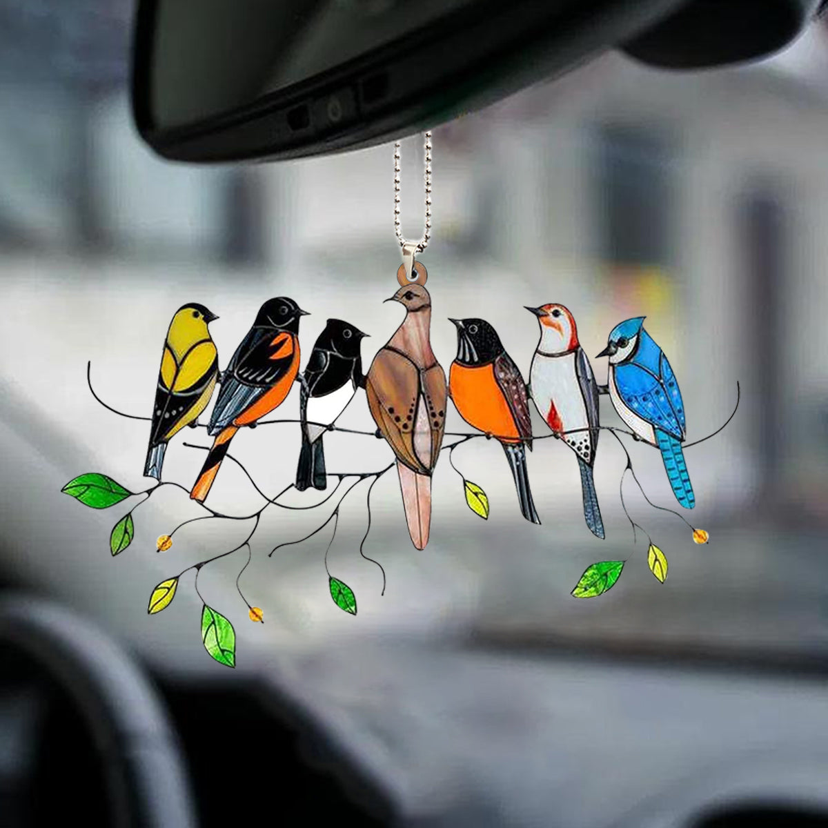 Birds On Tree Acrylic Car Hanging Ornament