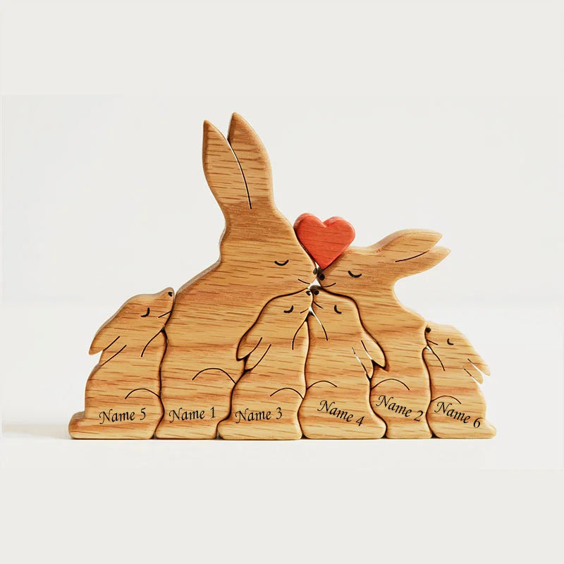 Personalized Rabbit/Hare Family Wooden Art Puzzle