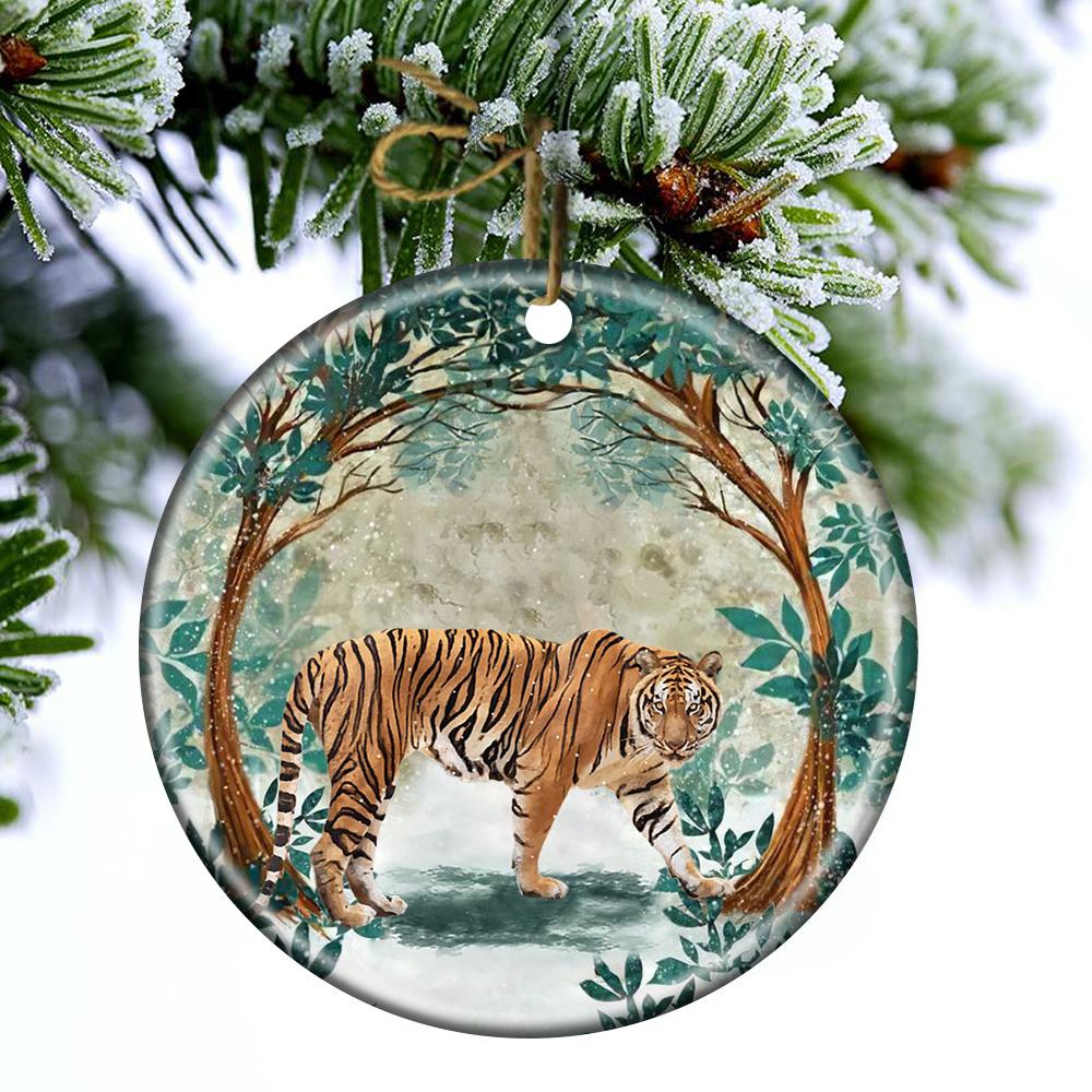 Tiger Among Forest Porcelain/Ceramic Ornament