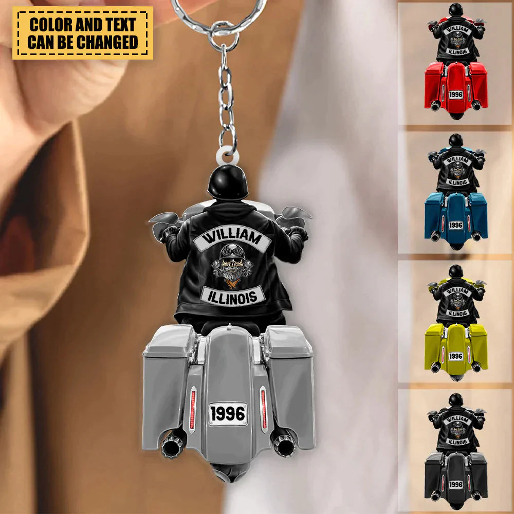 Biker Motorcycle Racing Personalized Keychain