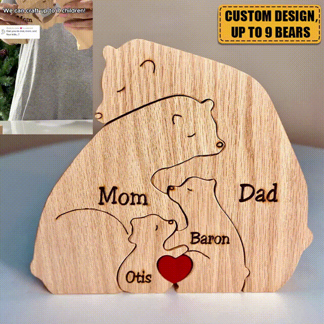 New Release-Personalized Bear Family Wooden Art