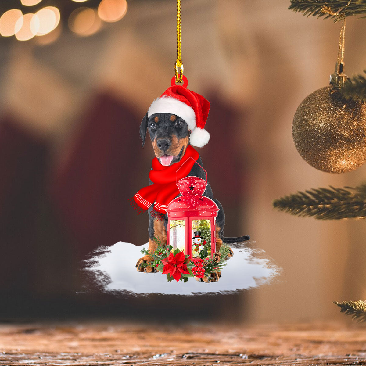 Doberman - Christmas Present Ornament