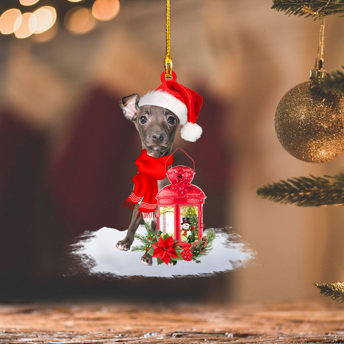 Greyhound - Christmas Present Ornament