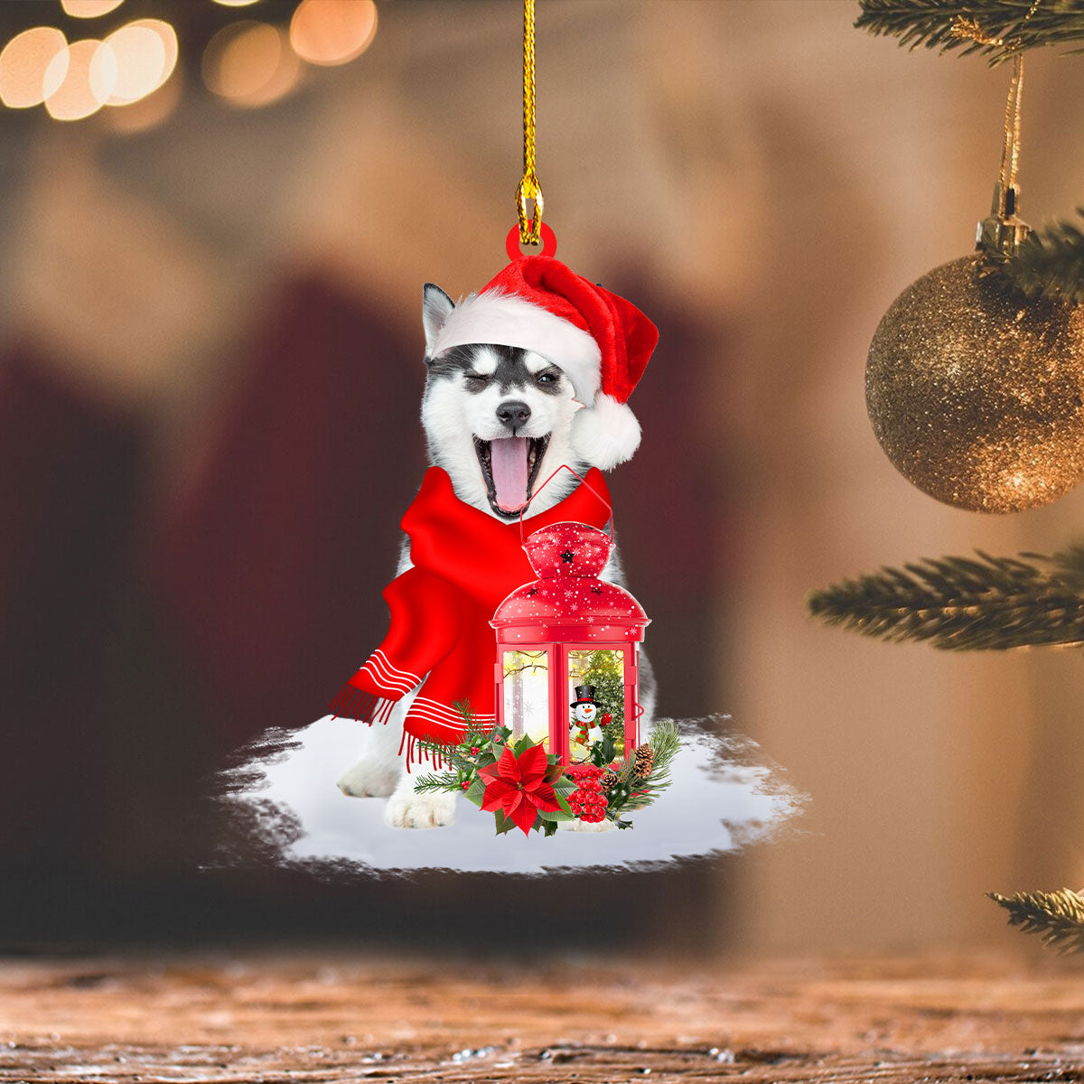 Husky - Christmas Present Ornament