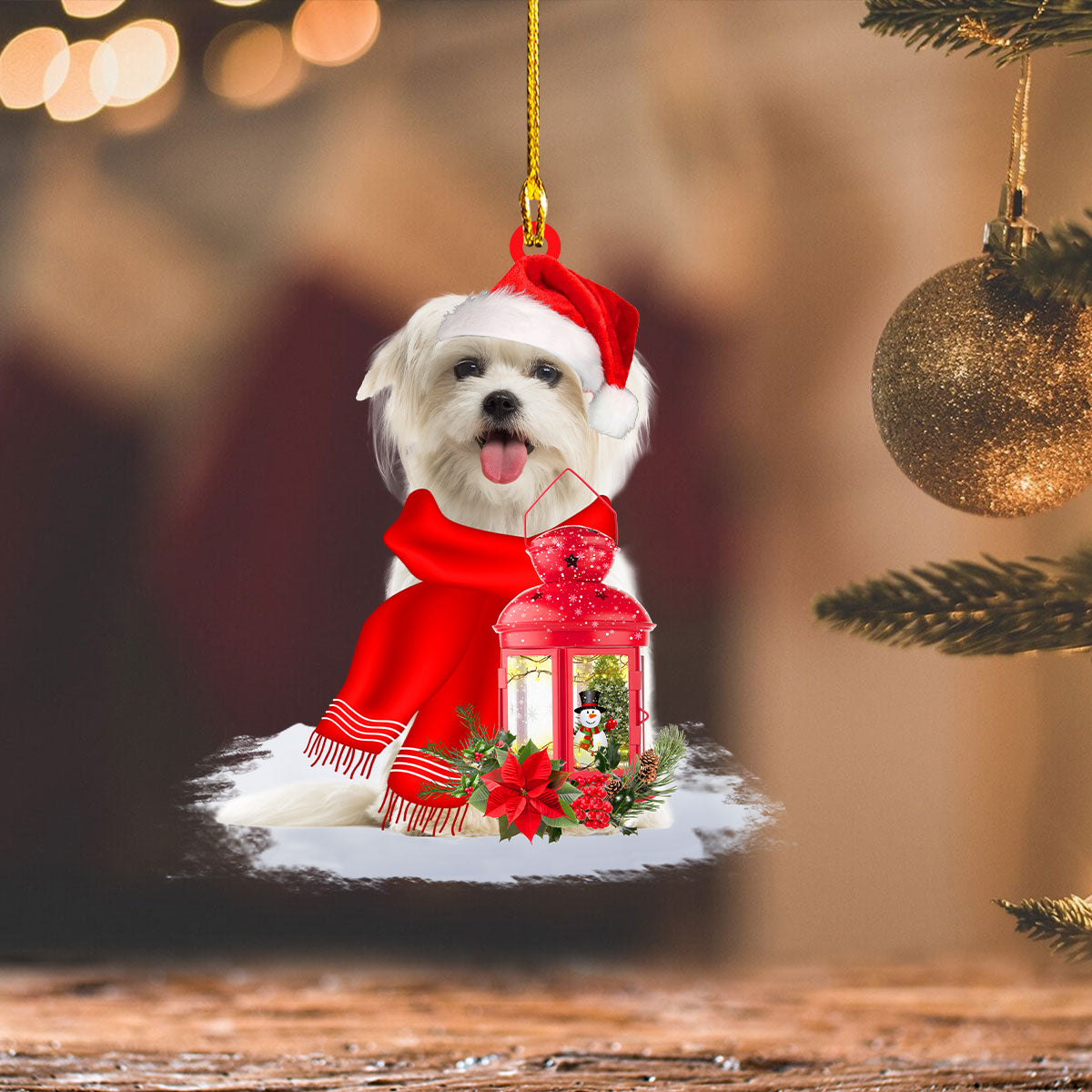 Maltese - Christmas Present Ornament