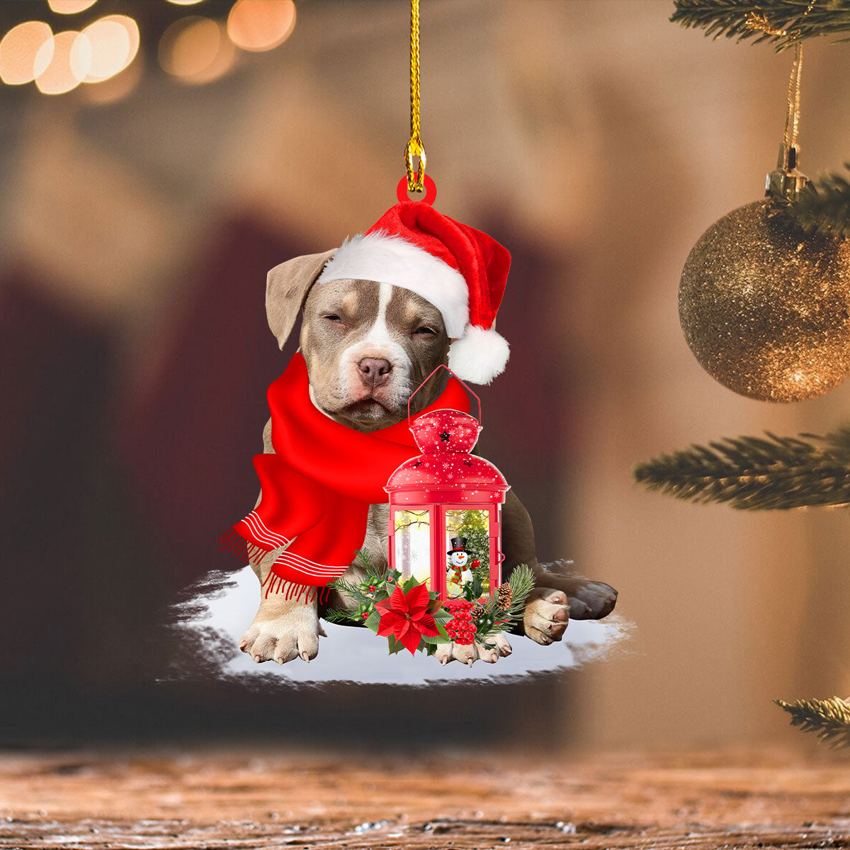 Pitbull - Christmas Present Ornament