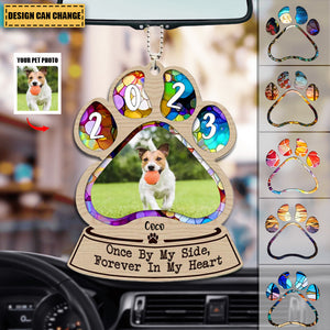 Custom Personalized Memorial Cat/Dog Paw Wooden  Car / Christmas Ornament - Upload Photo - Memorial Gift For Pet Owener