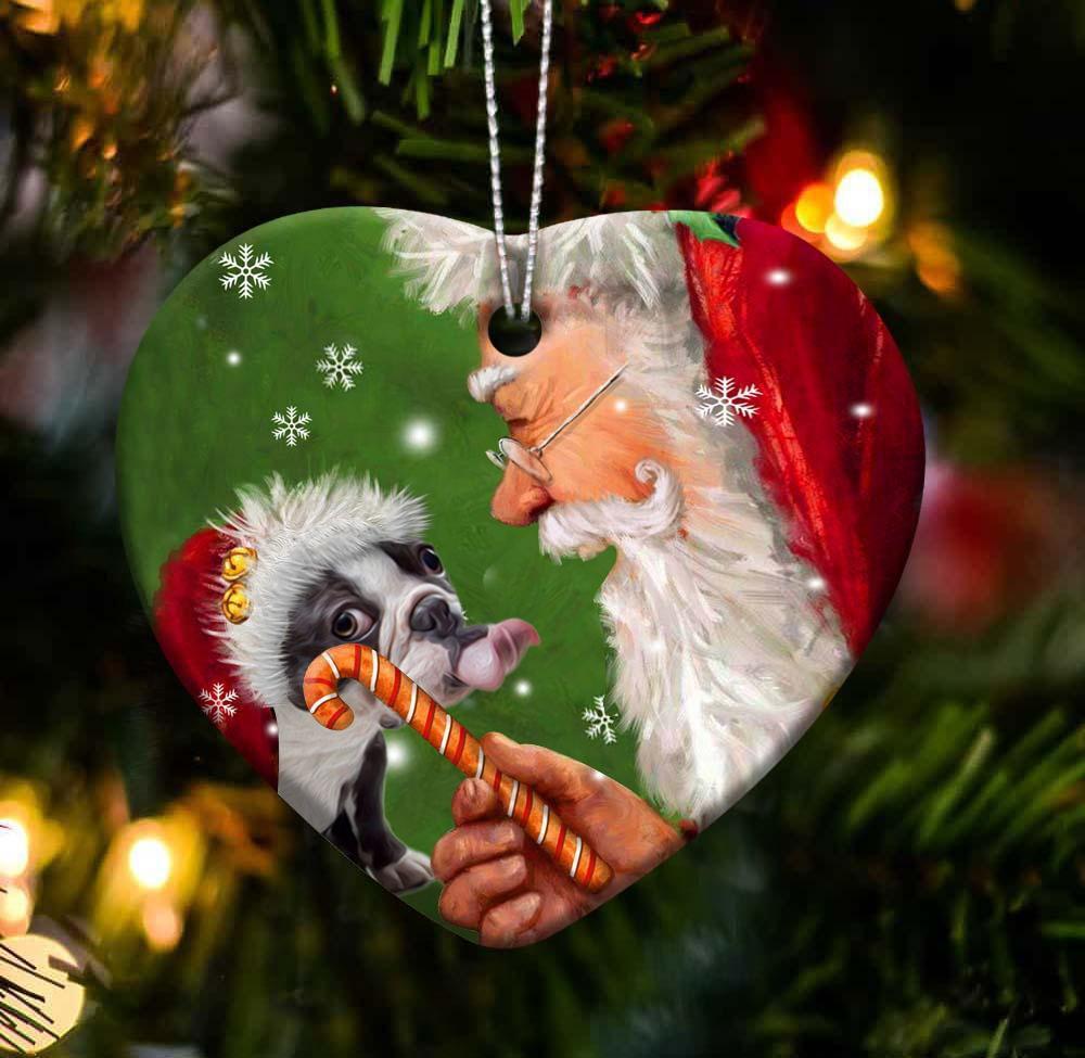 Boston Terrier happy heart gift for dog lover ornament