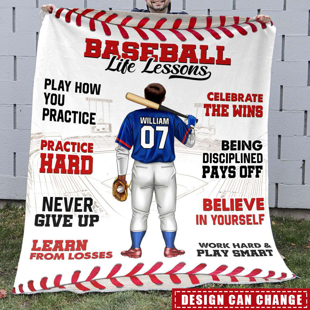 Baseball Life Lessons, Gift For Him, Personalized Blanket, Baseball Lover Blanket