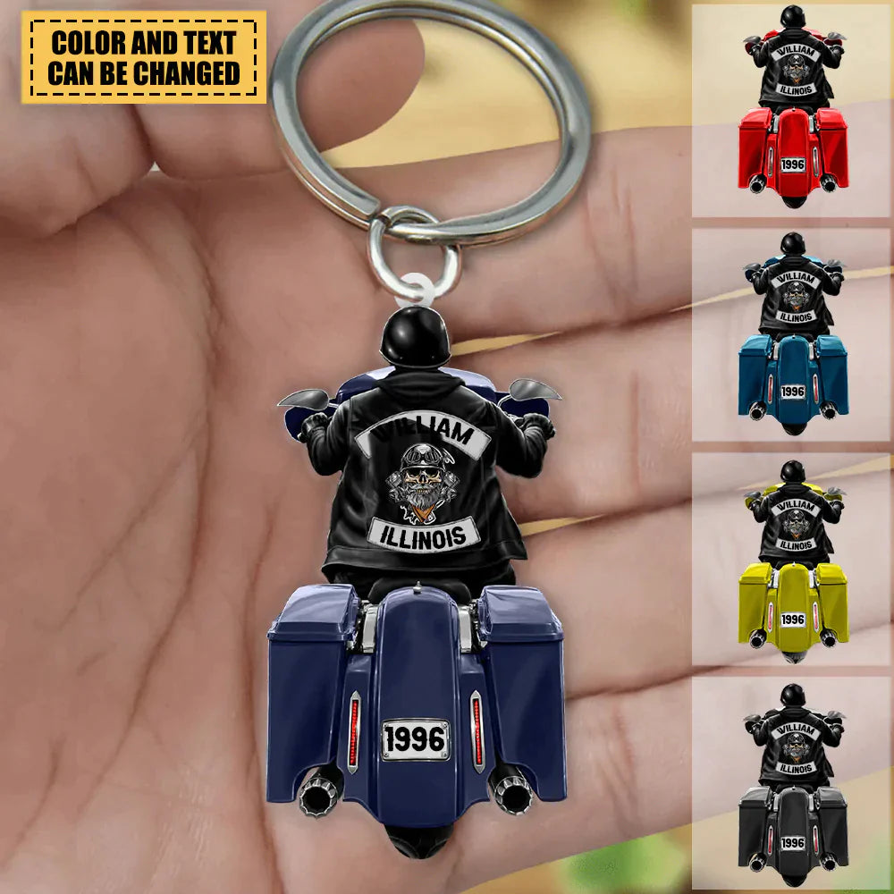 Biker Motorcycle Racing Personalized Keychain