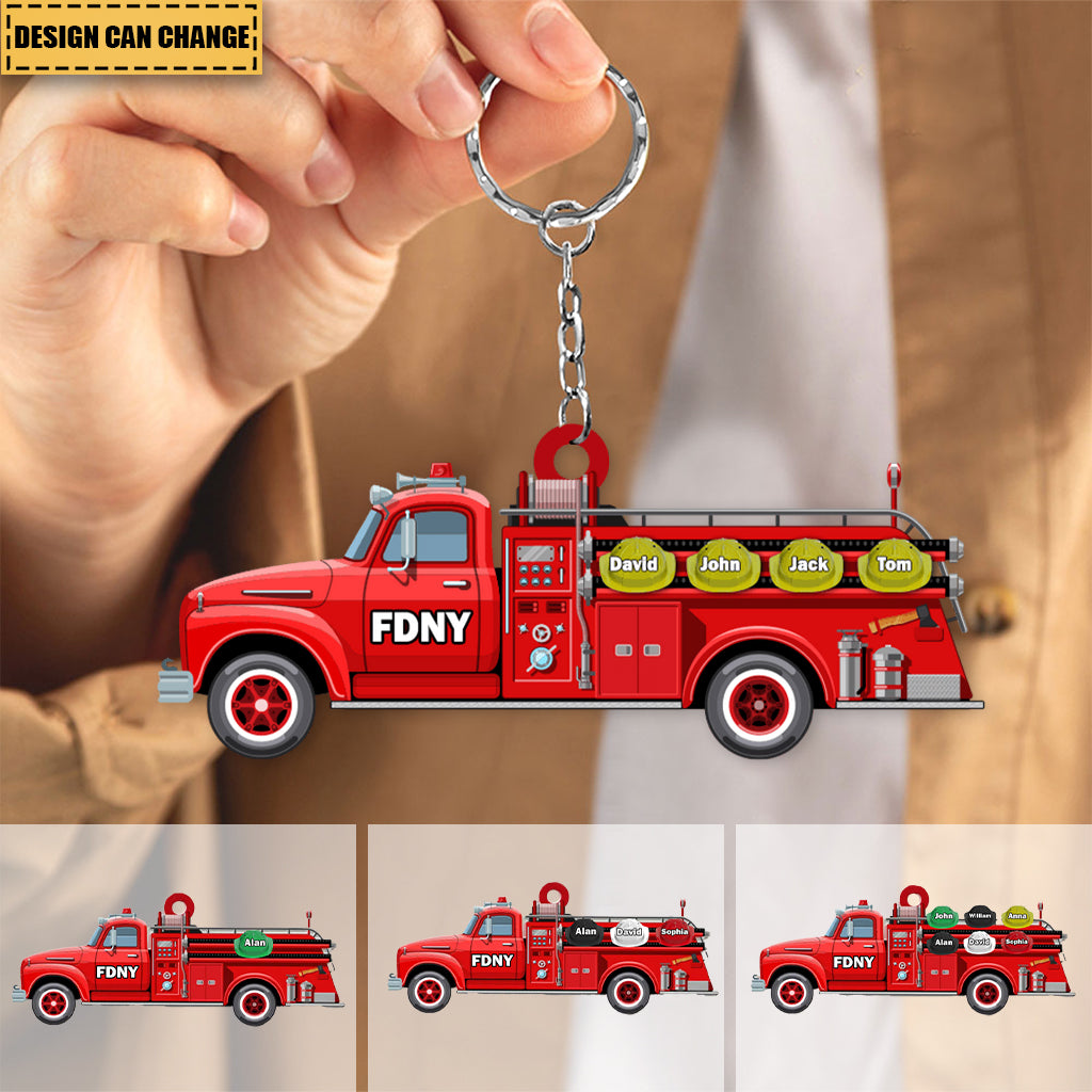 Personalized Firefighter Keychain, Fire Truck - OKBANDS