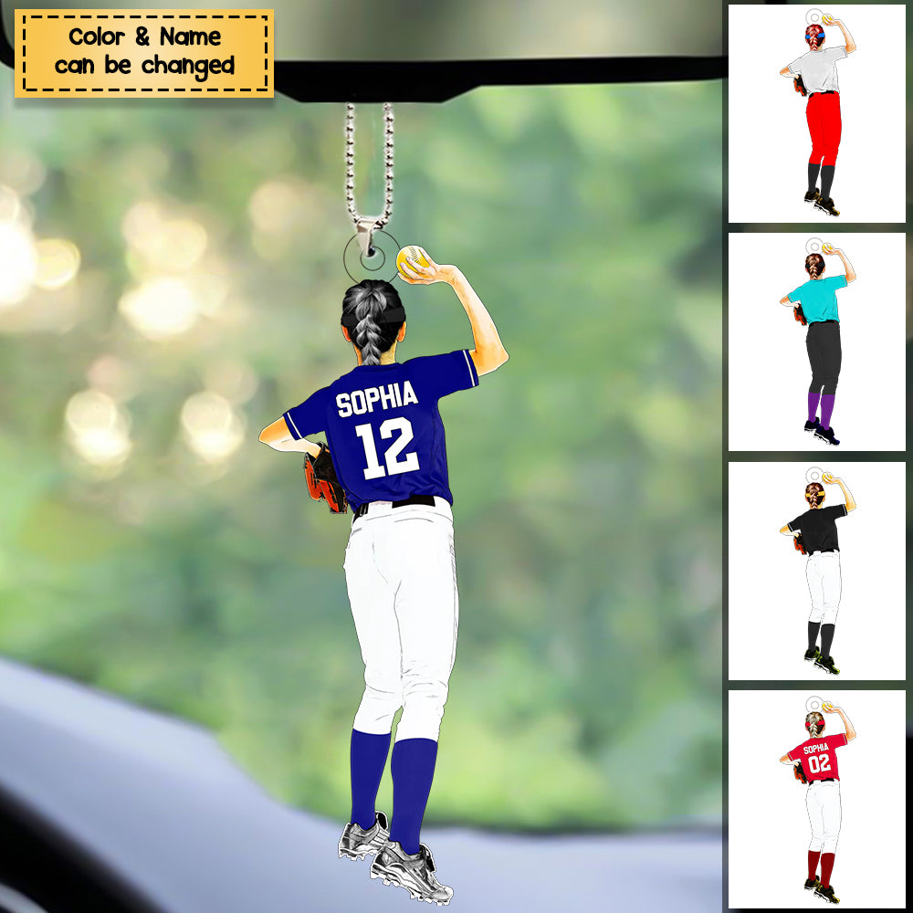 Personalized Softball Acrylic Ornament, Gift For Softball Players OKBANDS