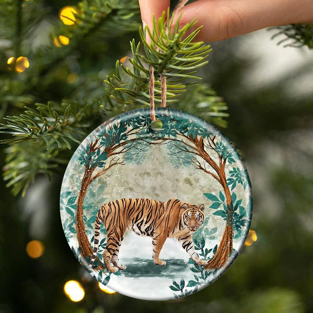 Tiger Among Forest Porcelain/Ceramic Ornament