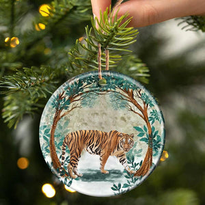 Tiger Among Forest Porcelain/Ceramic Ornament