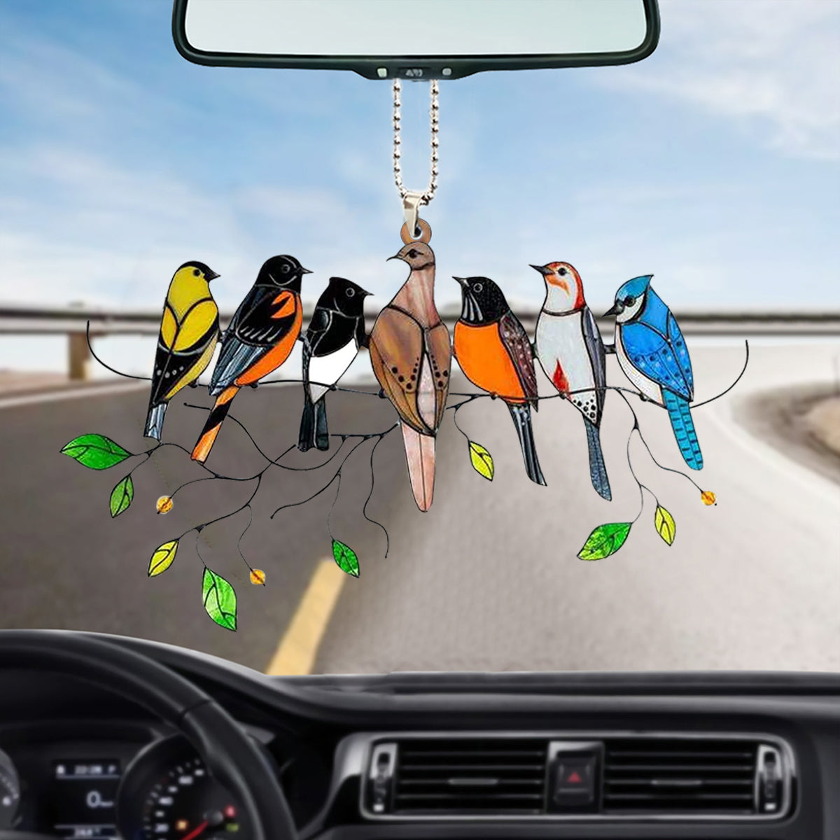 Birds On Tree Acrylic Car Hanging Ornament