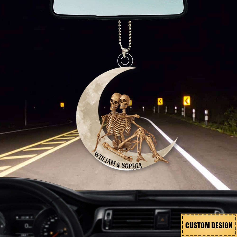Personalized Skeleton Couple On The Moon Acrylic Ornament-Gift For Valentine's Day