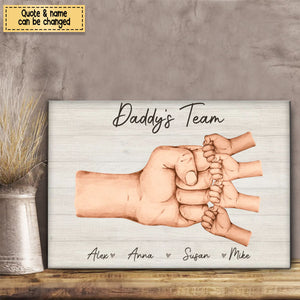 Daddy & Kids, Together We're A Team - Family Personalized Custom Horizontal Poster - Father's Day, Birthday Gift For Dad