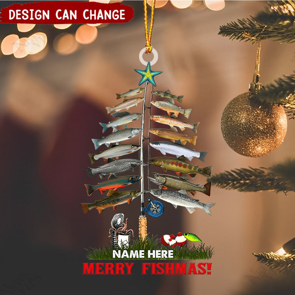 Fishmas Tree Fishing Merry Fishmas Personalized Christmas Ornament - OKBANDS