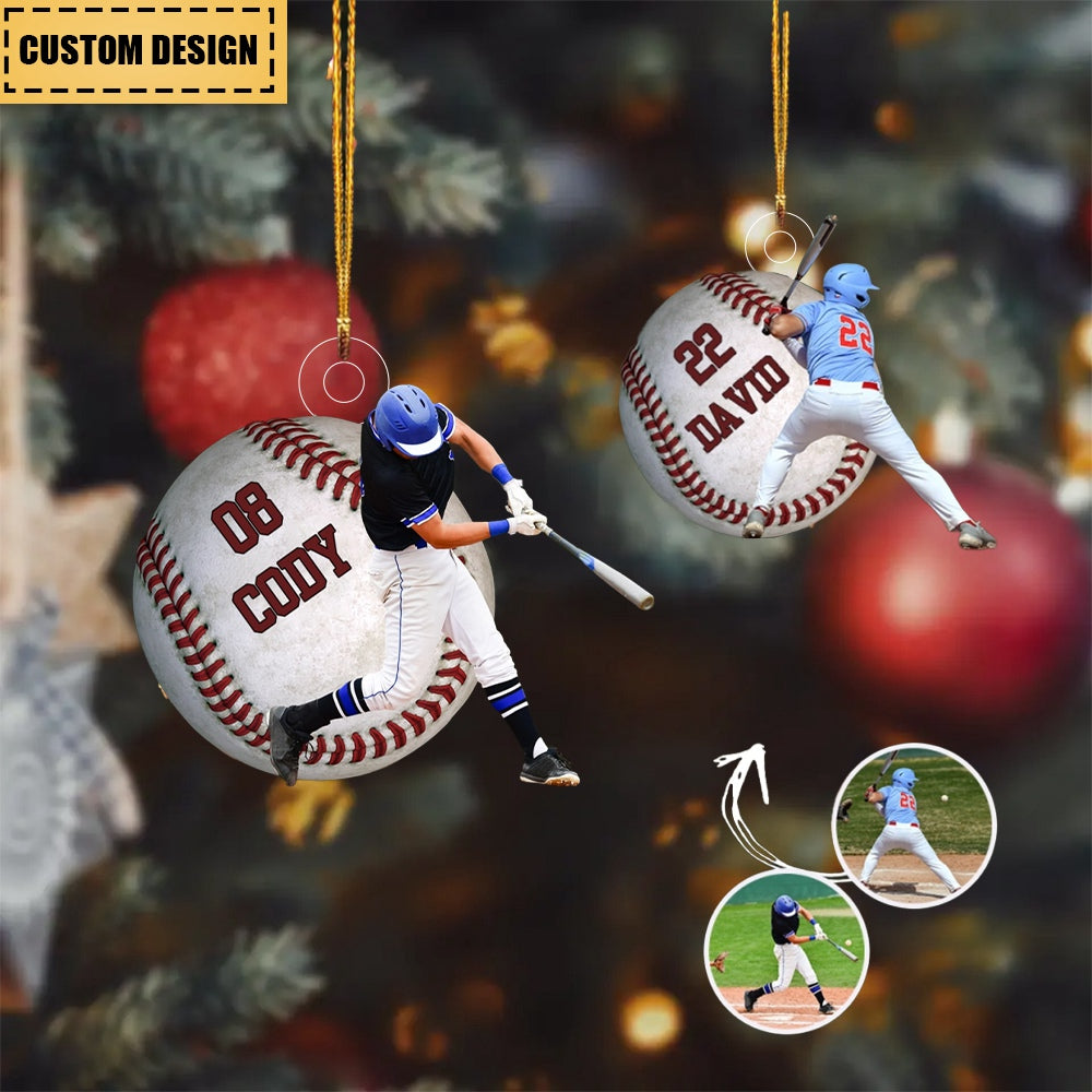 Baseball Players - Personalized Custom Photo Acrylic Ornament - Christmas Gift For Baseball Players, Baseball Lovers