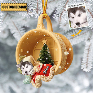 Personalized Pet Sleeping In A Tiny Cup Christmas Ornament-Gift For Pet Lover