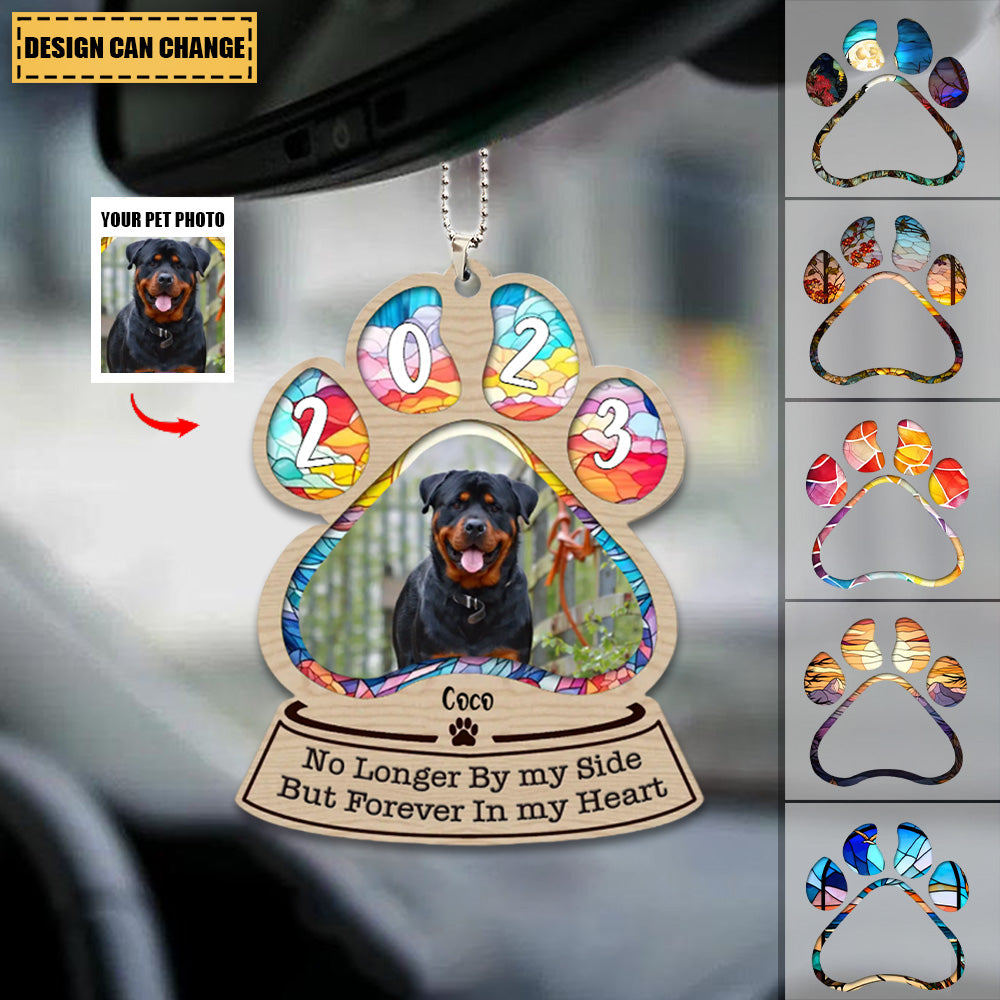 Custom Personalized Memorial Cat/Dog Paw Wooden  Car / Christmas Ornament - Upload Photo - Memorial Gift For Pet Owener