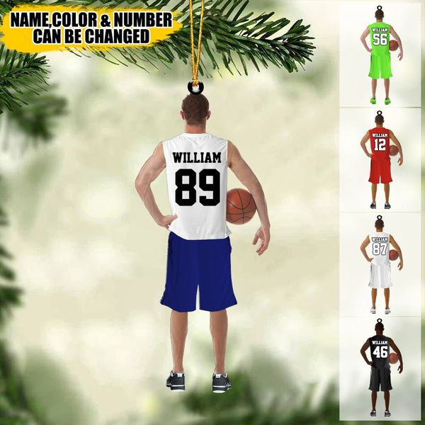 Custom Personalized Basketball Player Holding Basketball Acrylic Ornament, Gift For Basketball Players