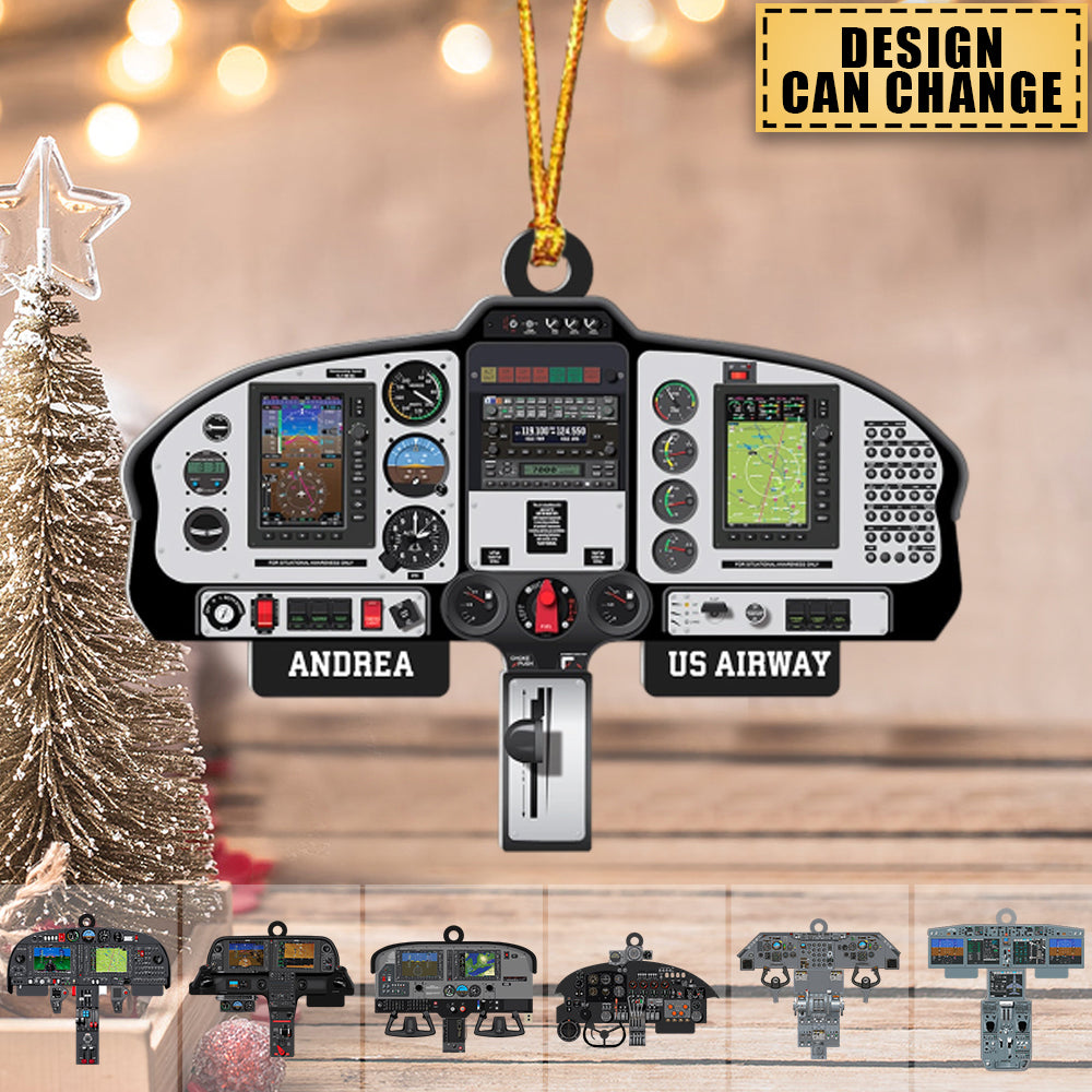 Personalized Aircraft Cockpit Ornament, Christmas Tree Decor - Gift For Pilot