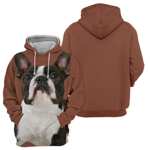 Unisex 3D Graphic Hoodies Animals Dogs Boston Terrier Looking Up