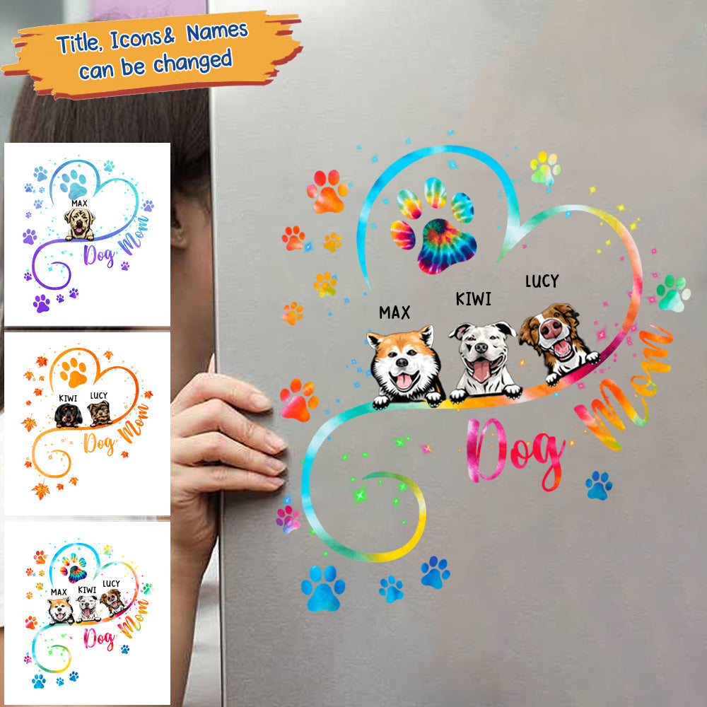 Dog Mom Heart Line Personalized Fridge/Laptop Decal/Sticker-DIY Gift For Pet Lovers