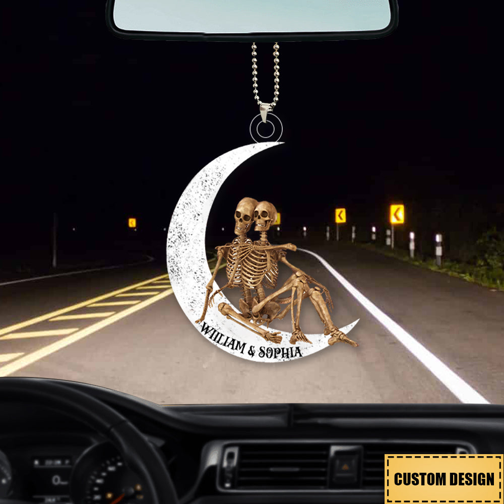 Personalized Skeleton Couple On The Moon Acrylic Ornament-Gift For Valentine's Day