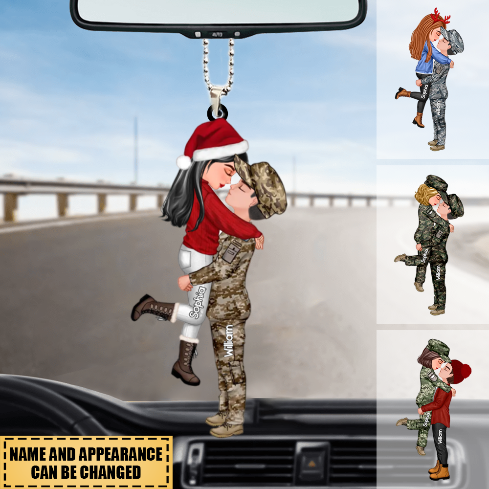 Personalized Military Couple Hugging Hanging Ornament-Merry Christmas&Happy New Year