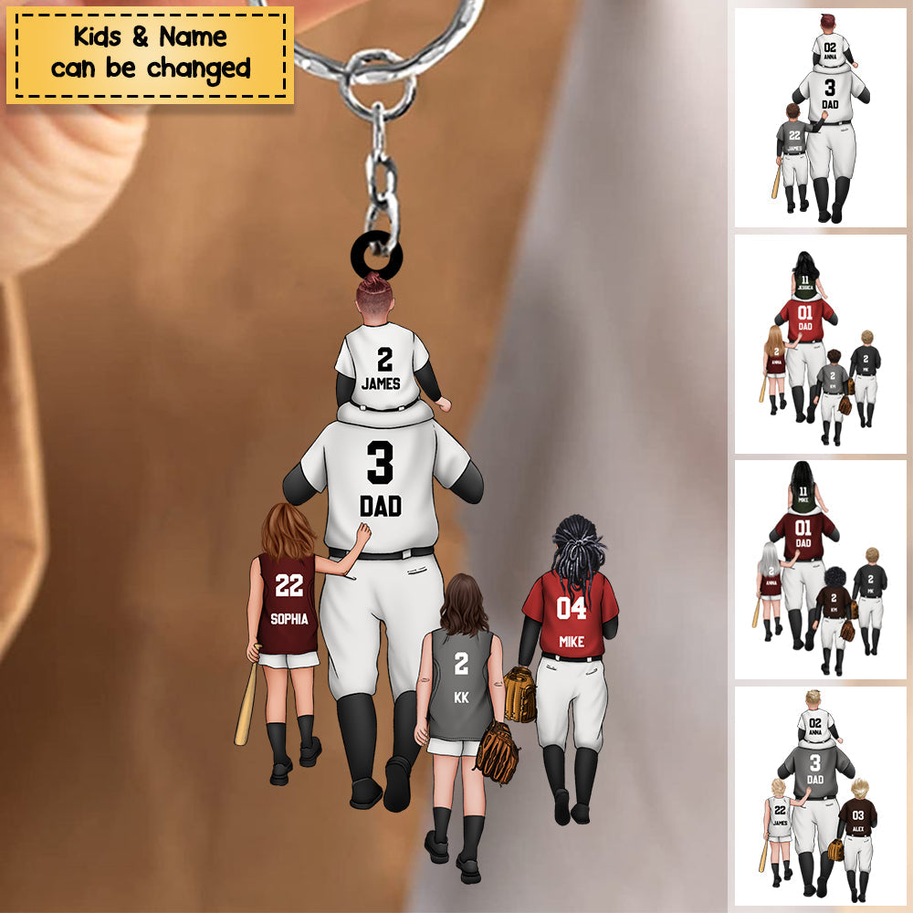 Personalized Baseball Kids & Dad Acrylic Keychain