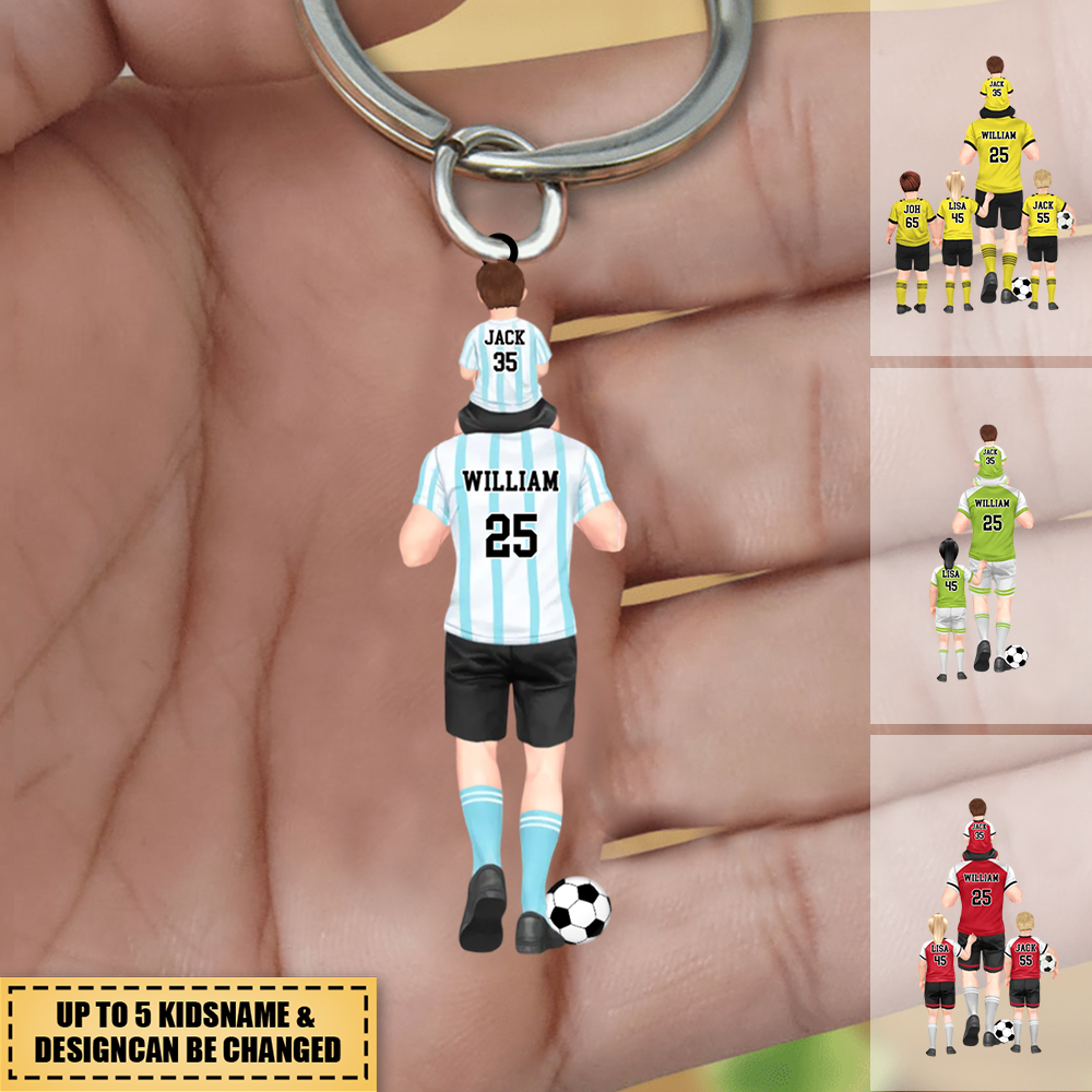 Personalized Soccer Dad & Kids Keychain